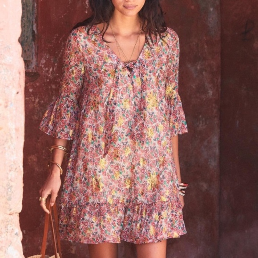 Sezane floral multicolored dress in size 34/0/XS